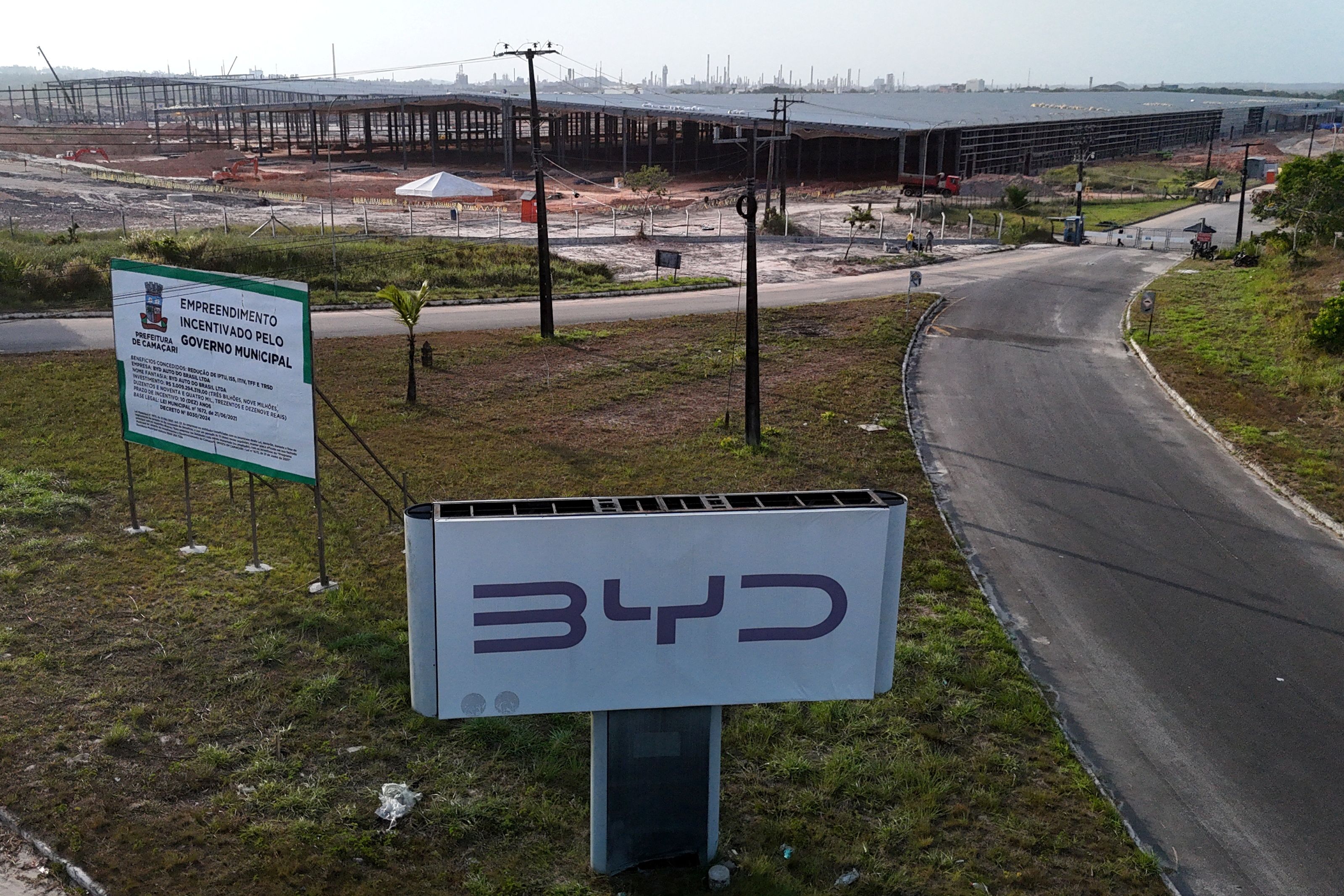 The construction site of BYD’s electric vehicle factory in Bahia, Brazil.