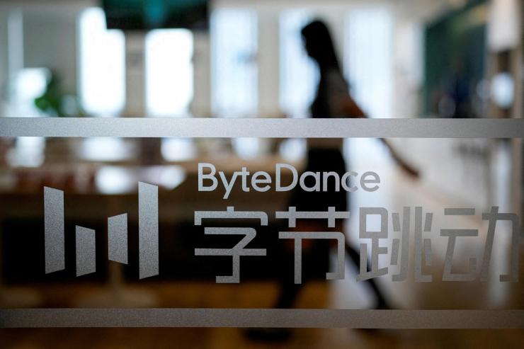 The ByteDance logo is seen at the company’s office in Shanghai