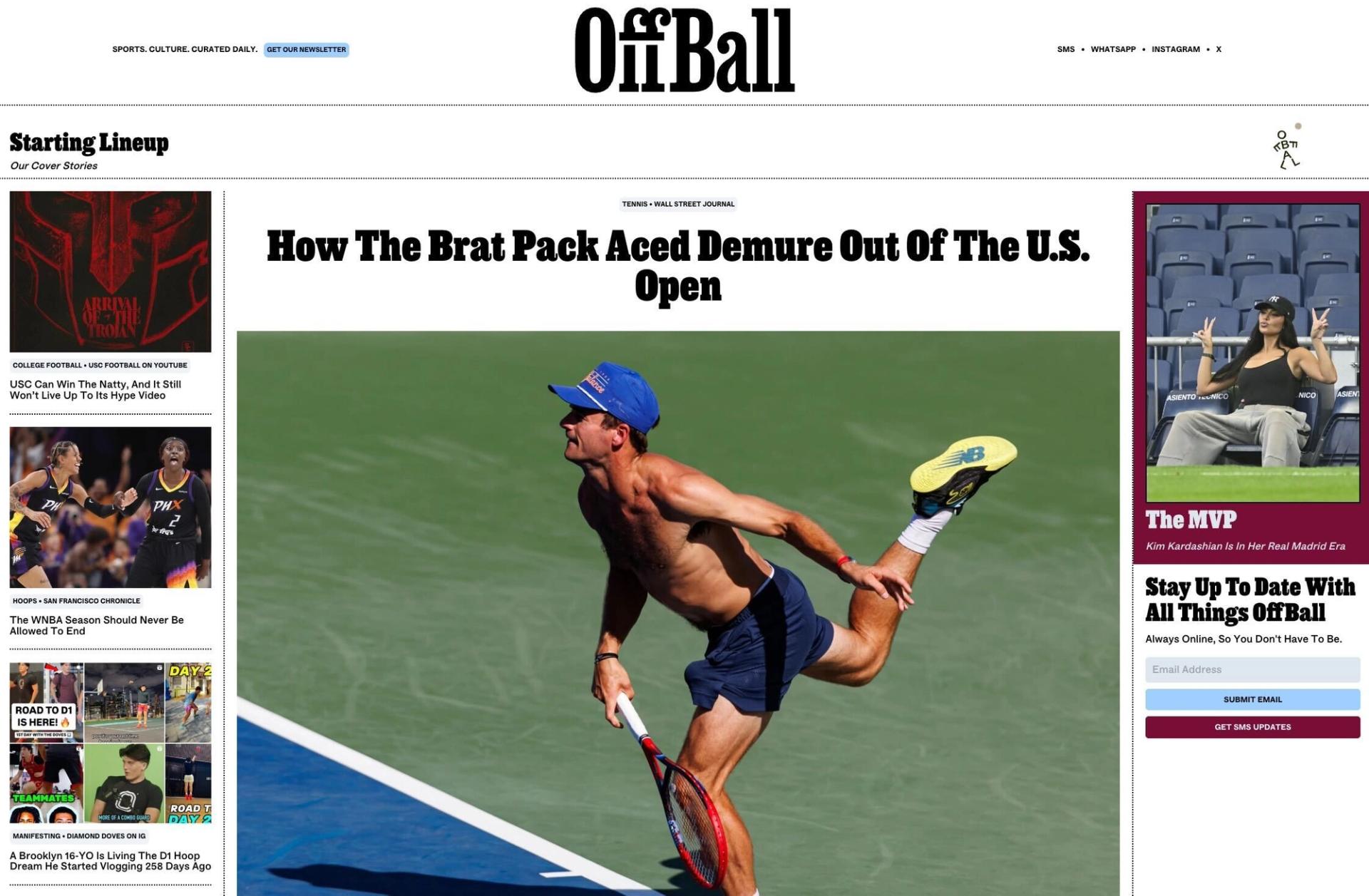 OffBall's homepage.