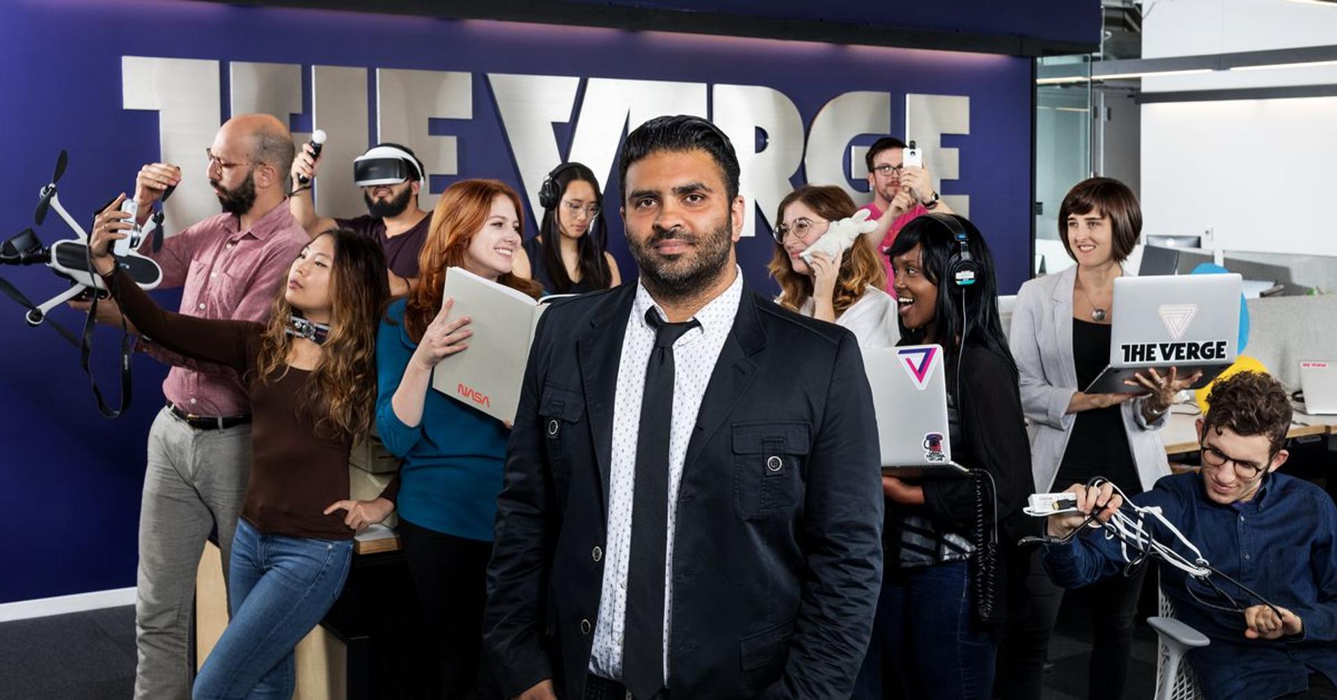 The Verge team, with editor in chief Nilay Patel at the forefront.