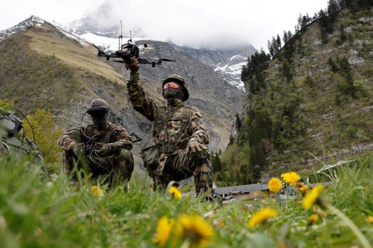 A Swiss army drone operator