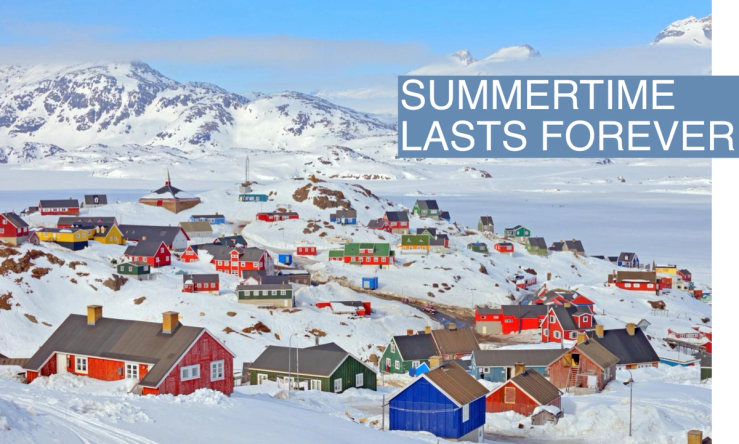 Colorful houses are seen in Greenland.