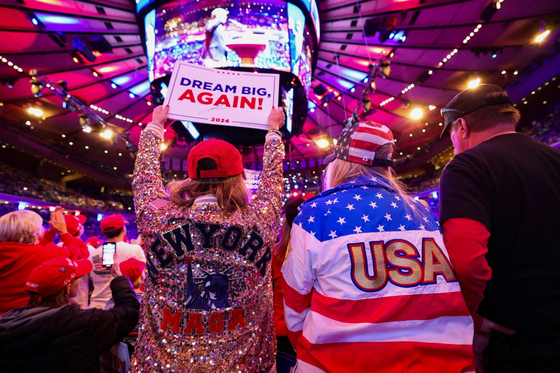 Trump supporters inside Madison Square Garden.