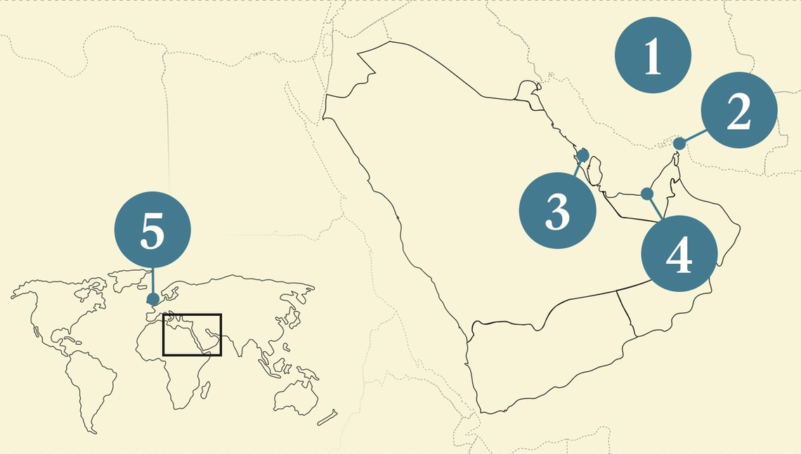 A map of the Gulf region.