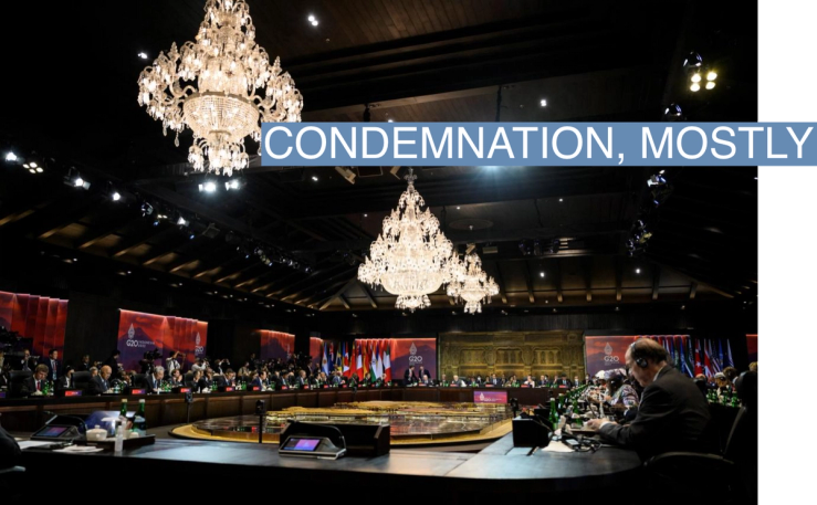 World leaders attend a working session on food and energy security during the G20 Summit on November 15, 2022 in Nusa Dua, Indonesia. The G20 meetings are being held in Bali from November 15-16.