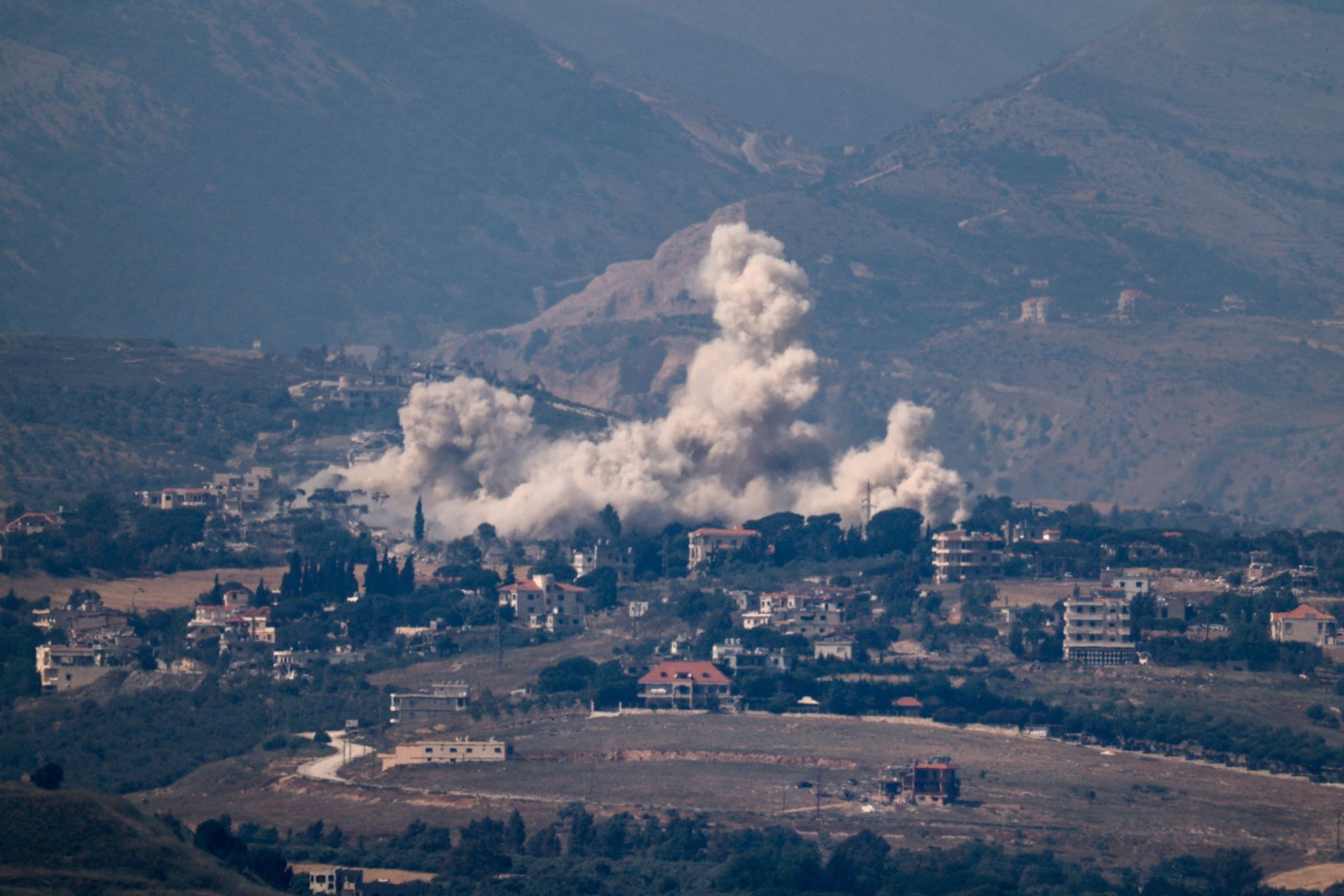 Smoke rises from an explosion in Lebanon.