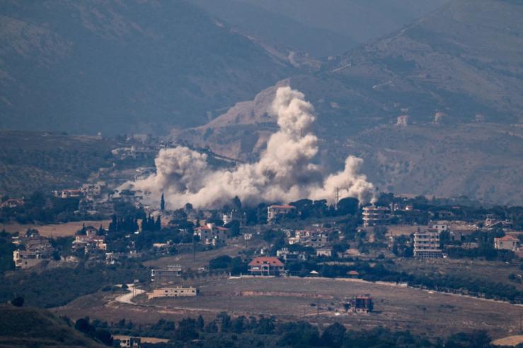 Smoke rises from an explosion in Lebanon.