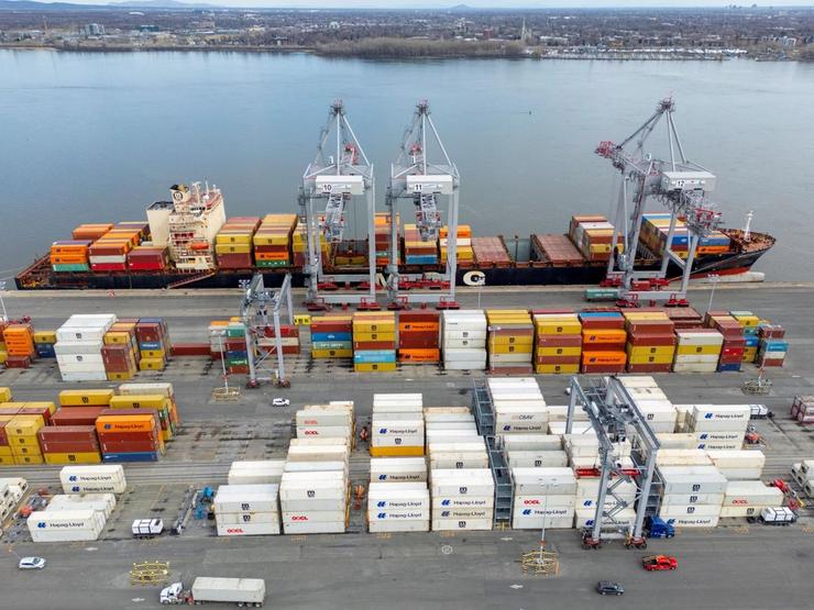 Shipping containers at the Port of Montreal.