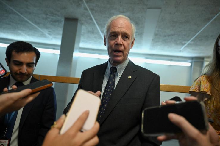 US Senator Ron Johnson (R-WI) speaks with reporters.