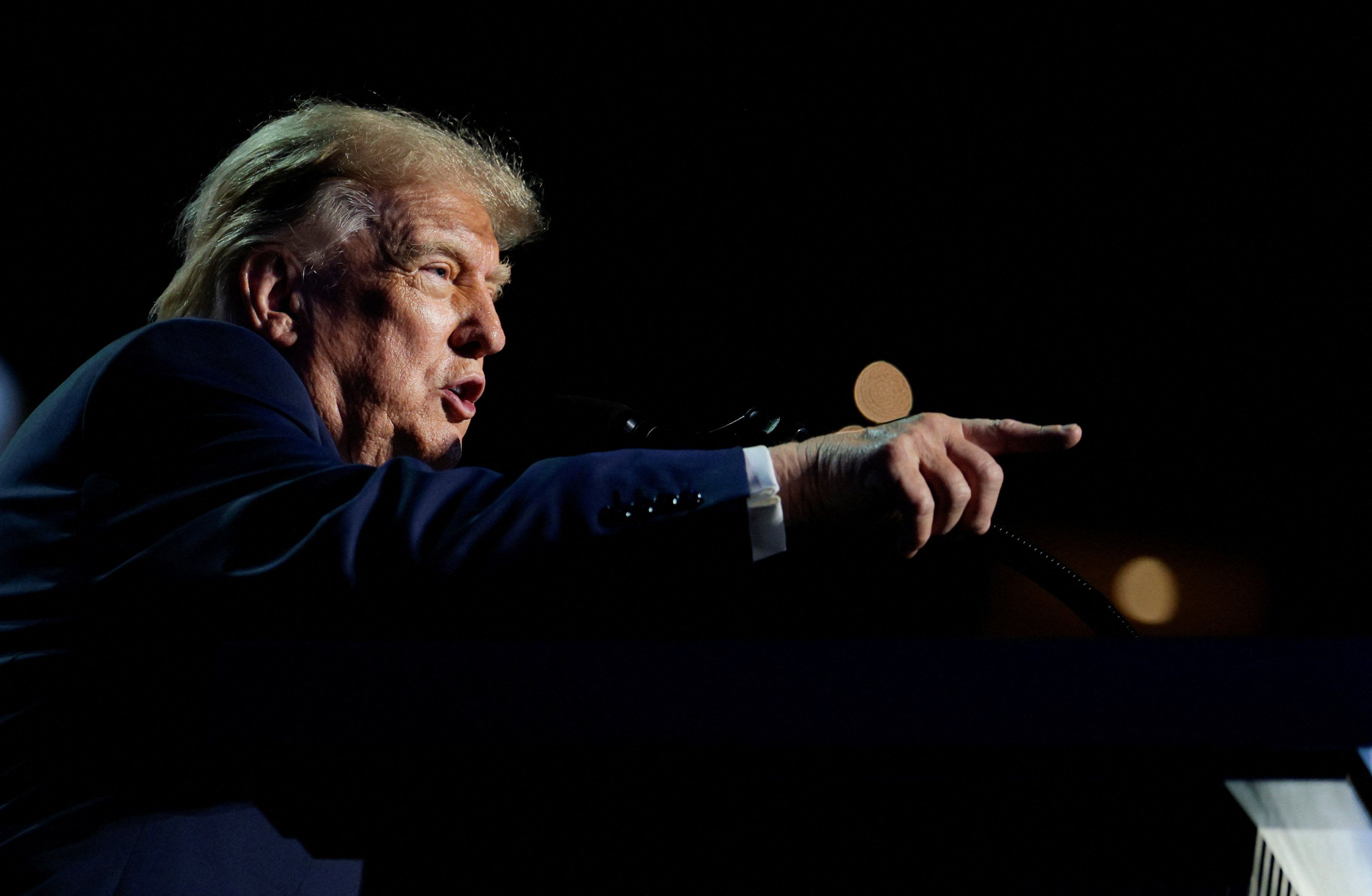 US President Trump speaks at the Republican National Midterm in Texas.  