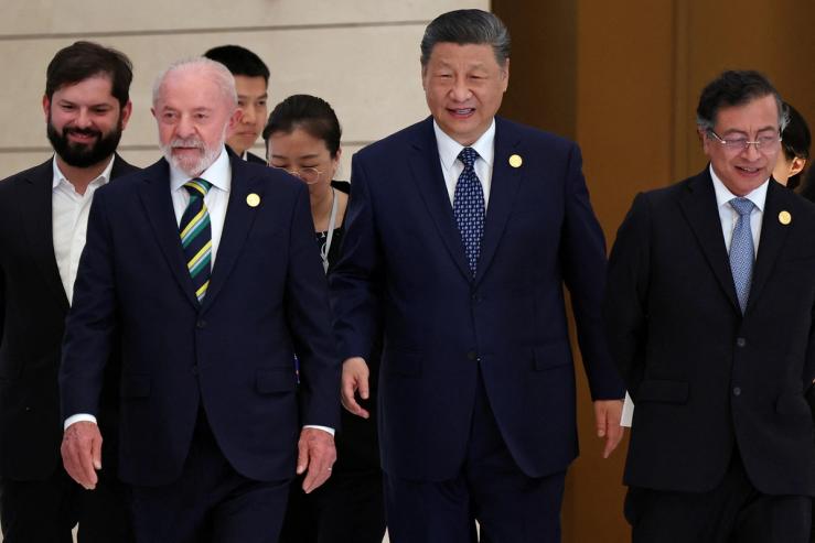 Chinese President Xi Jinping, Brazil President Luiz Inacio Lula da Silva, Chile President Gabriel Boric and Colombia President Gustavo Petro in Beijing.