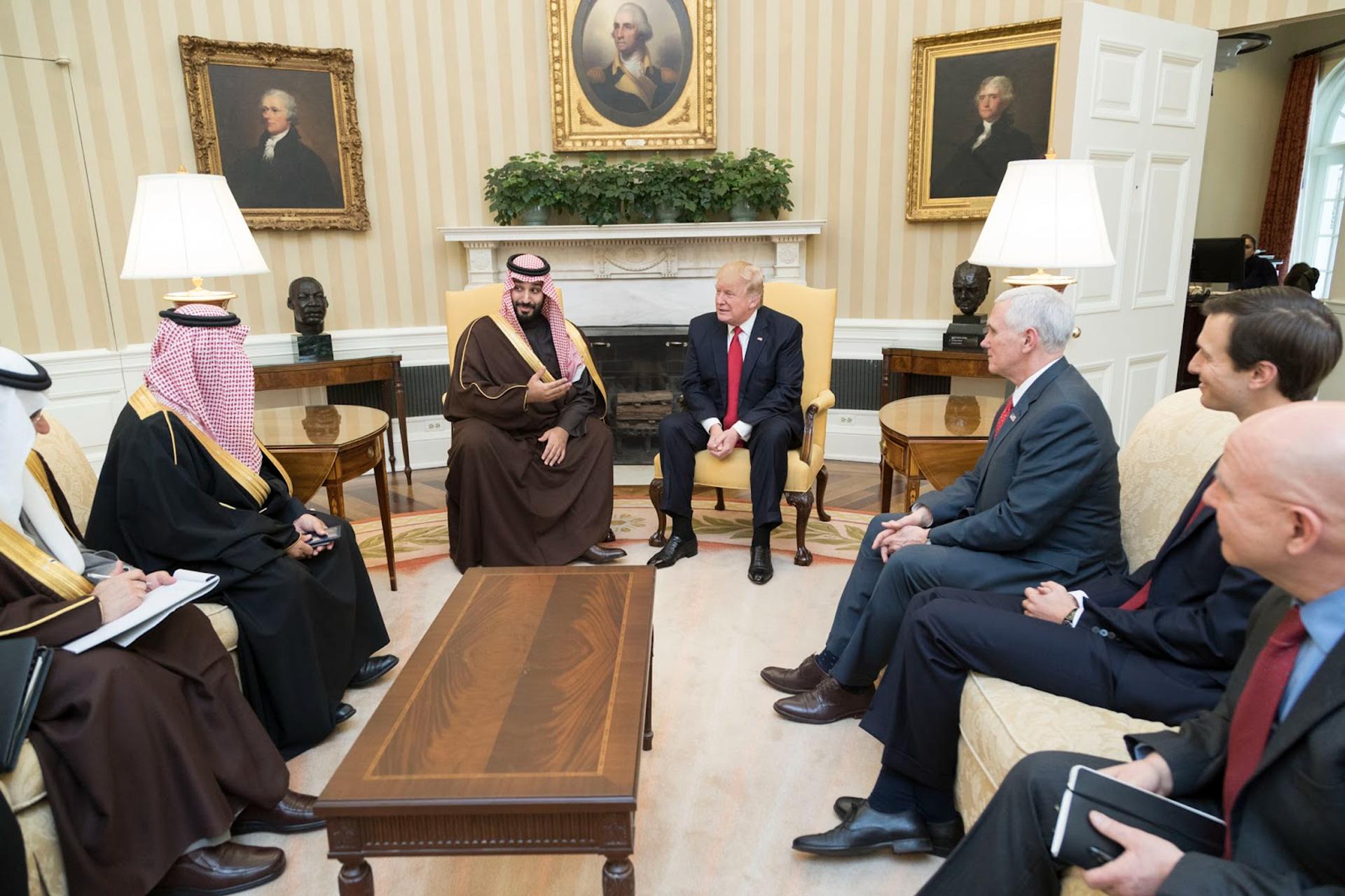 President Donald Trump meets with Saudi Crown Prince Mohammed bin Salman in 2017.