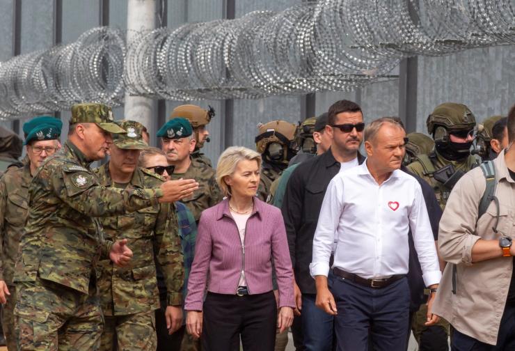 European Commission President Ursula von der Leyen and Polish Prime Minister Donald Tusk visit Poland’s border with Belarus