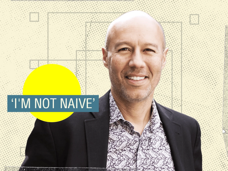 A graphic showing David Risher, CEO of Lyft.