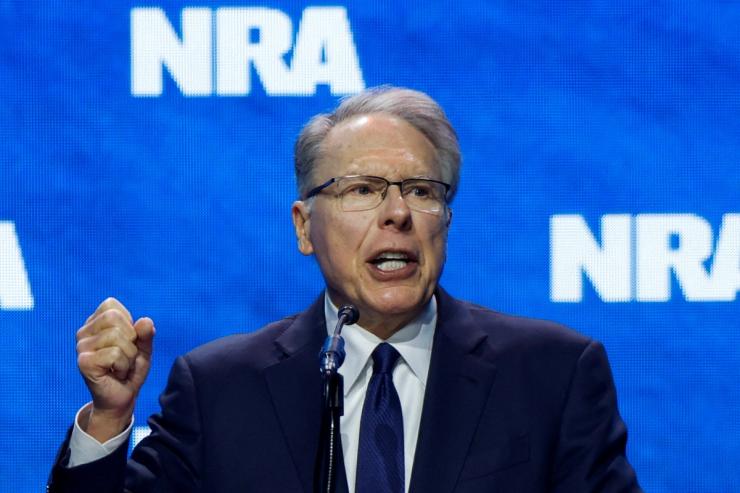 NRA Executive Vice President and CEO Wayne LaPierre speaks at the National Rifle Association (NRA) annual convention in Indianapolis, Indiana, U.S., April 14, 2023.