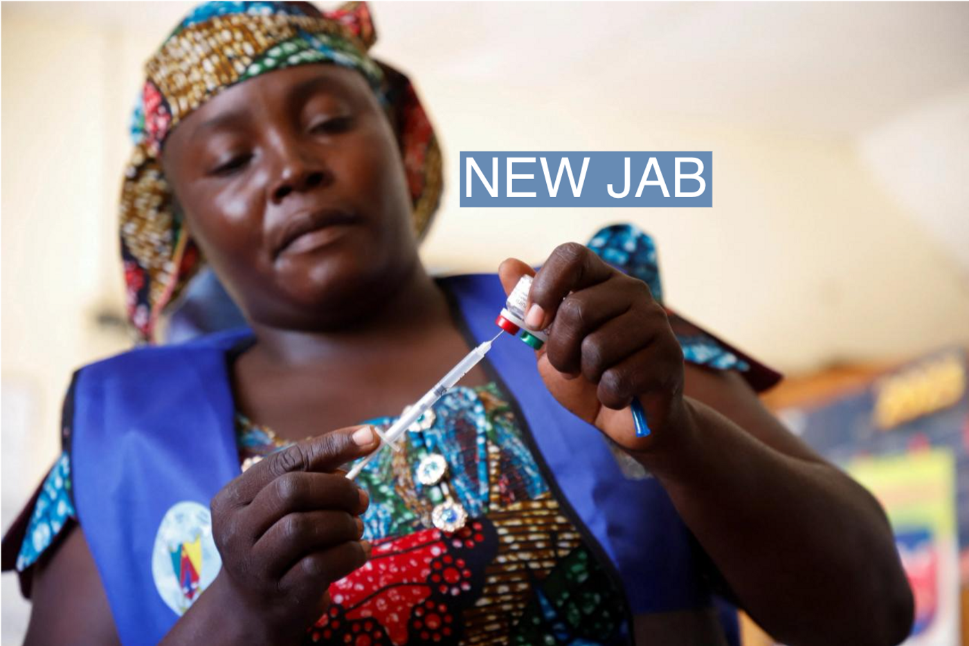 A nurse prepares to administer a malaria vaccine to an infant at the health center in Datcheka, Cameroon, on Jan. 22, 2024. 