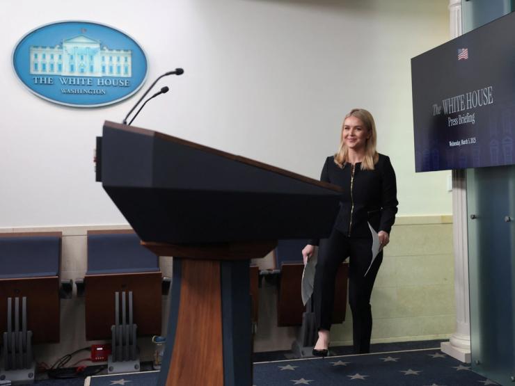 Karoline Leavitt in the White House press briefing room