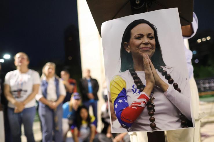 Machado supporters gather to celebrate her Nobel Peace Prize in Argentina