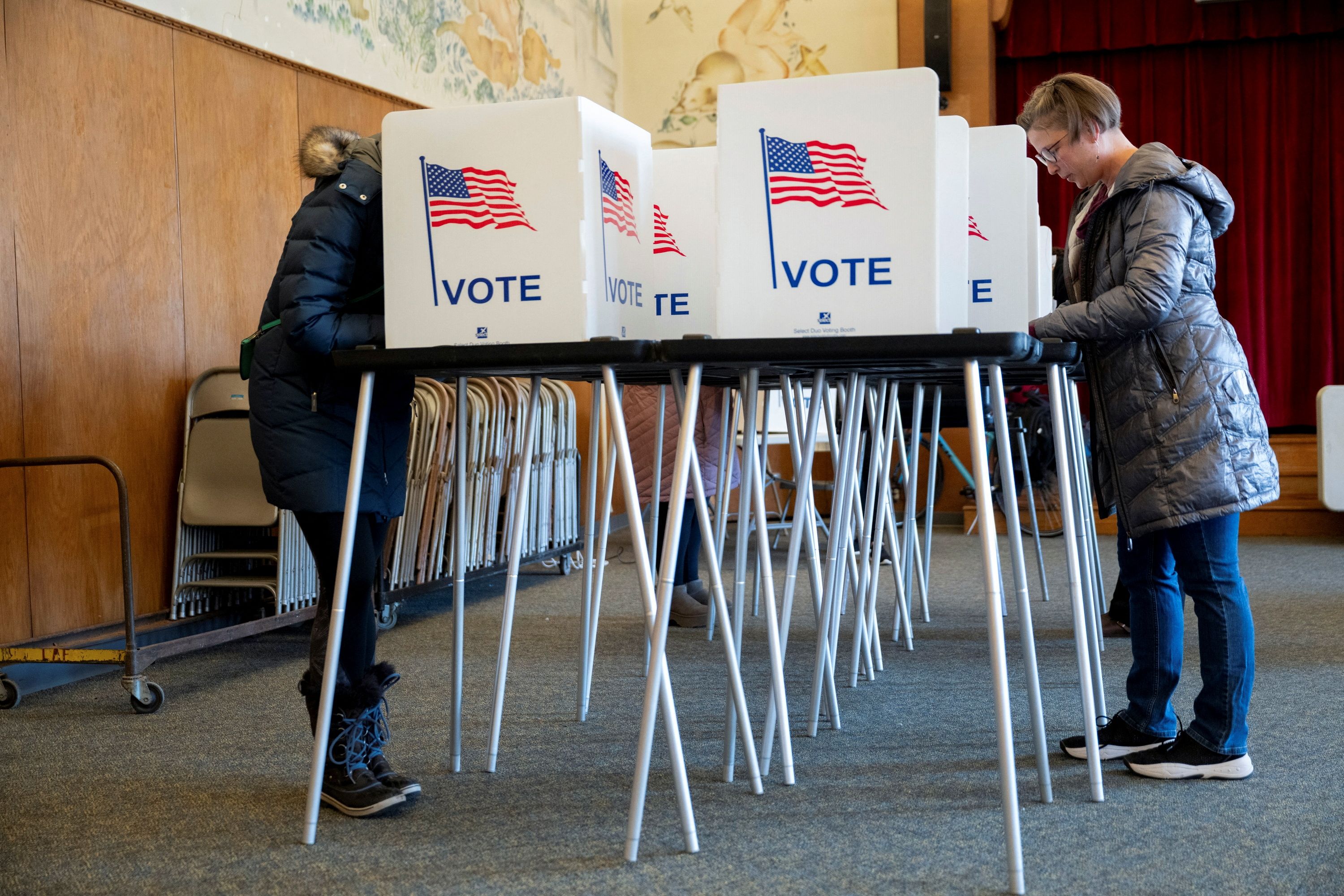 People cast their votes in the Wisconsin Supreme Court election
