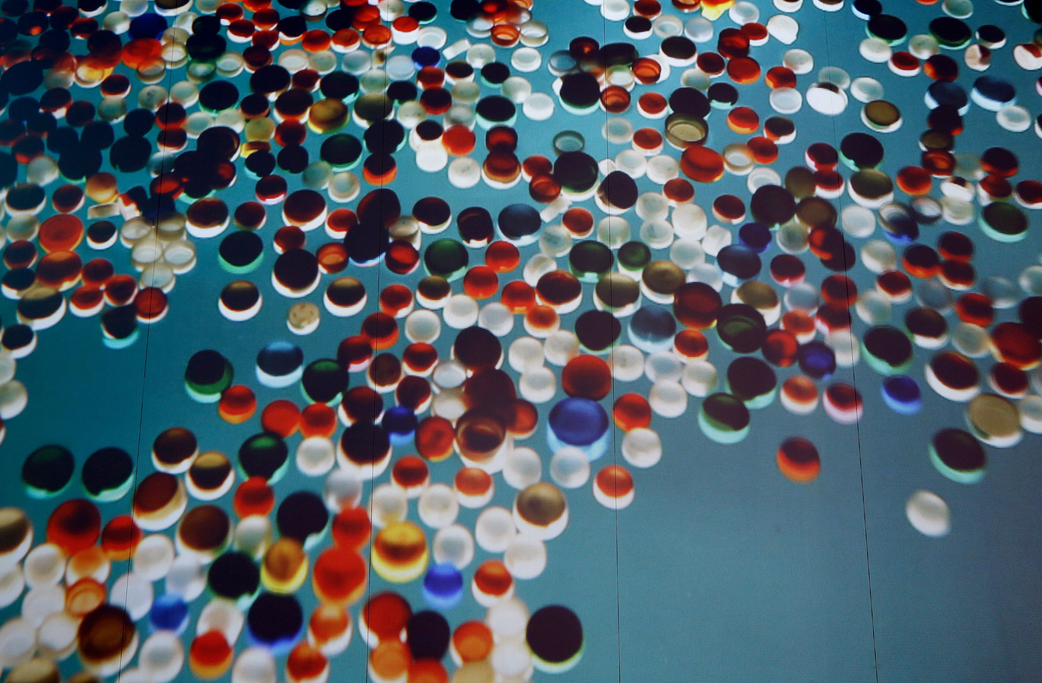 Part of an installation called “The Garbage Patch State” by Italian artist Maria Cristina Finucci is pictured during the 55th Venice biennale.