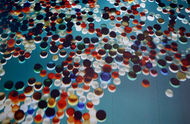 Part of an installation called “The Garbage Patch State” by Italian artist Maria Cristina Finucci is pictured during the 55th Venice biennale.