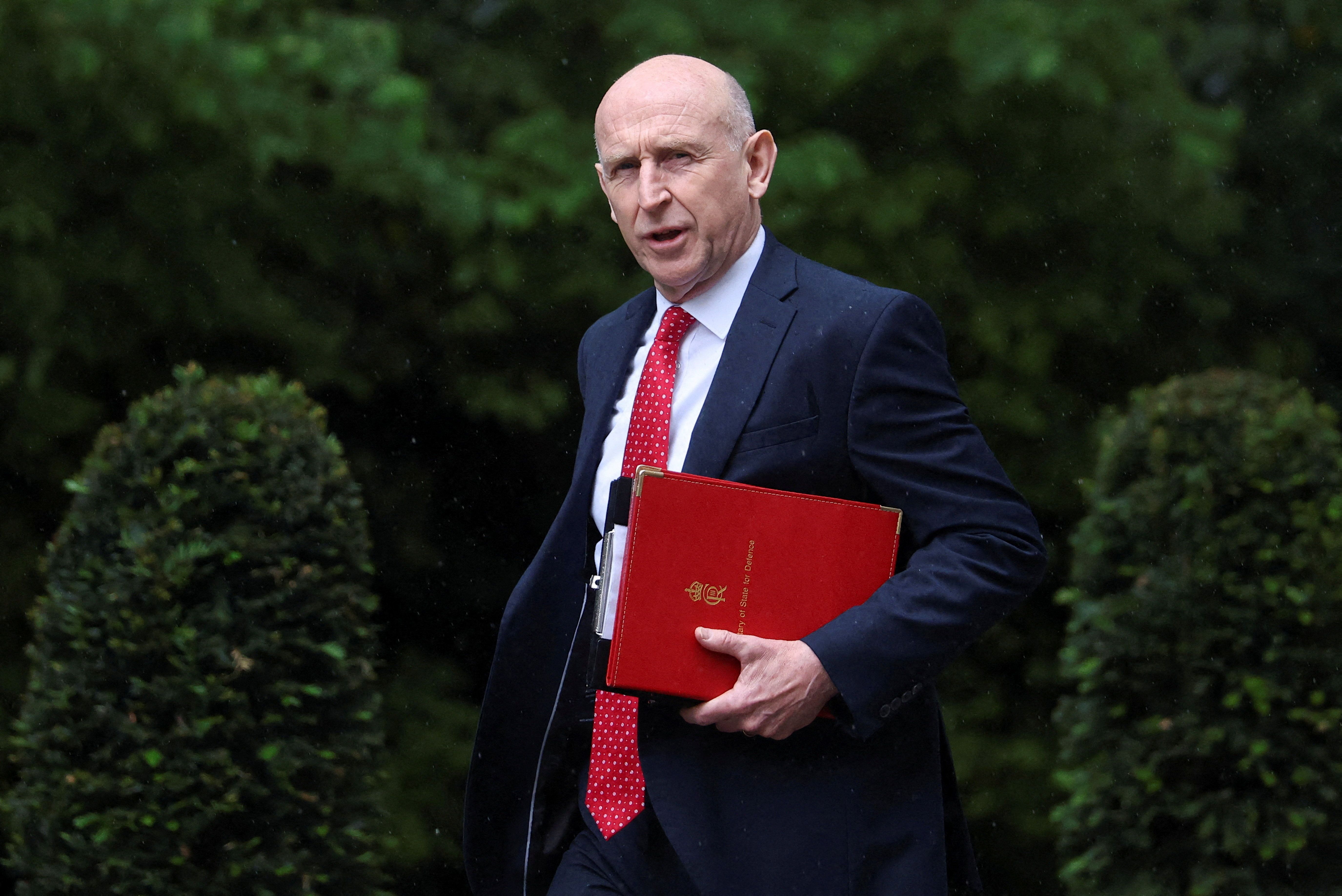Former British defense secretary John Healey walks outside 10 Downing Street, on the day of a cabinet meeting, in London, Britain, June 2, 2026.
