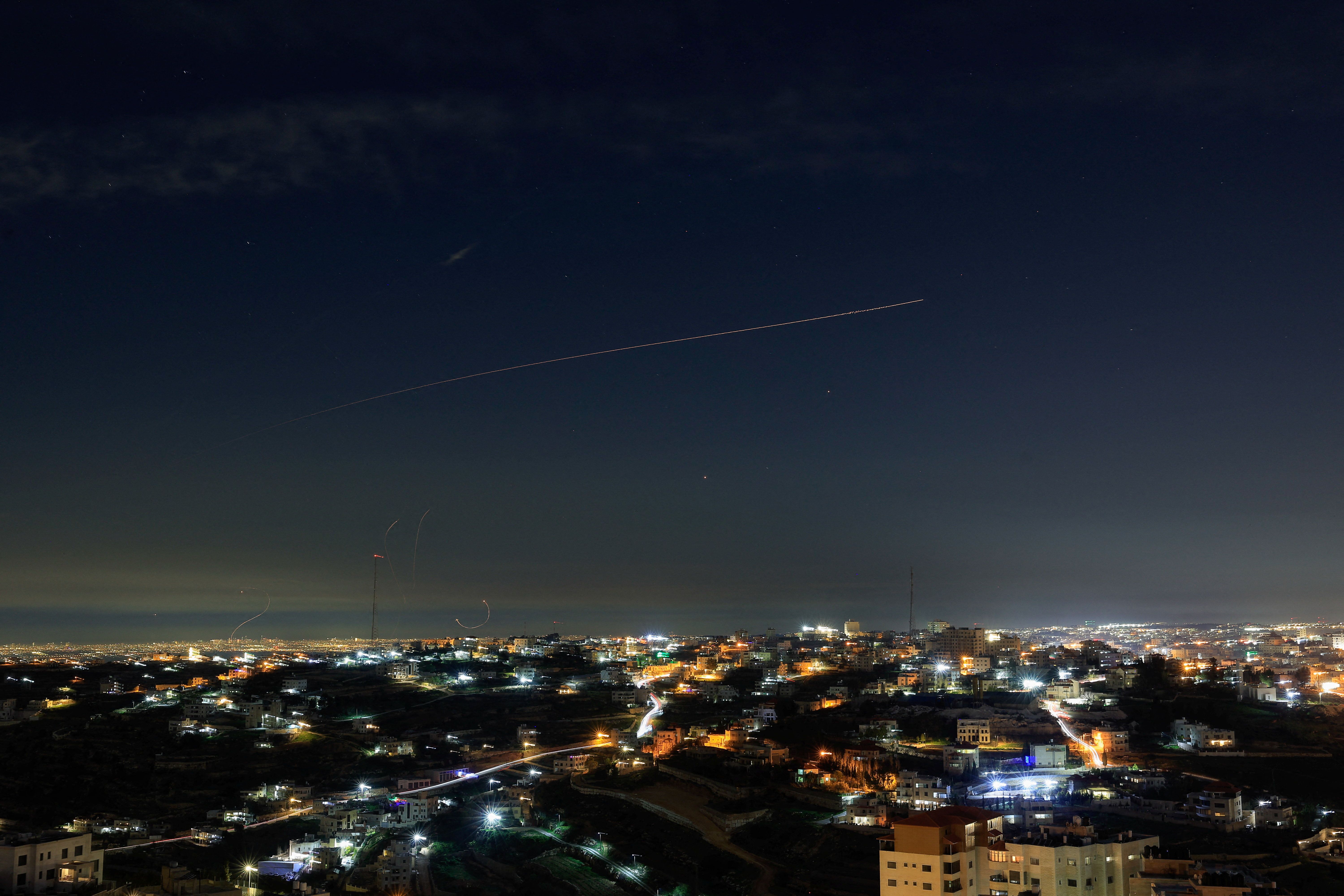 An Iranian missile flies toward Israel