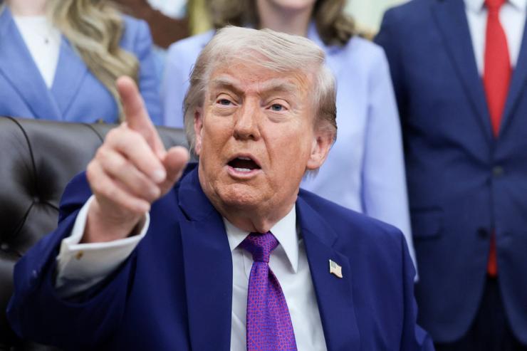 U.S. President Donald Trump speaks during a maternal health event