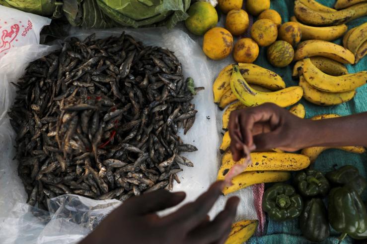 Fish from Lake Victoria in Kisumu county and bananas from Nandi county at a market.