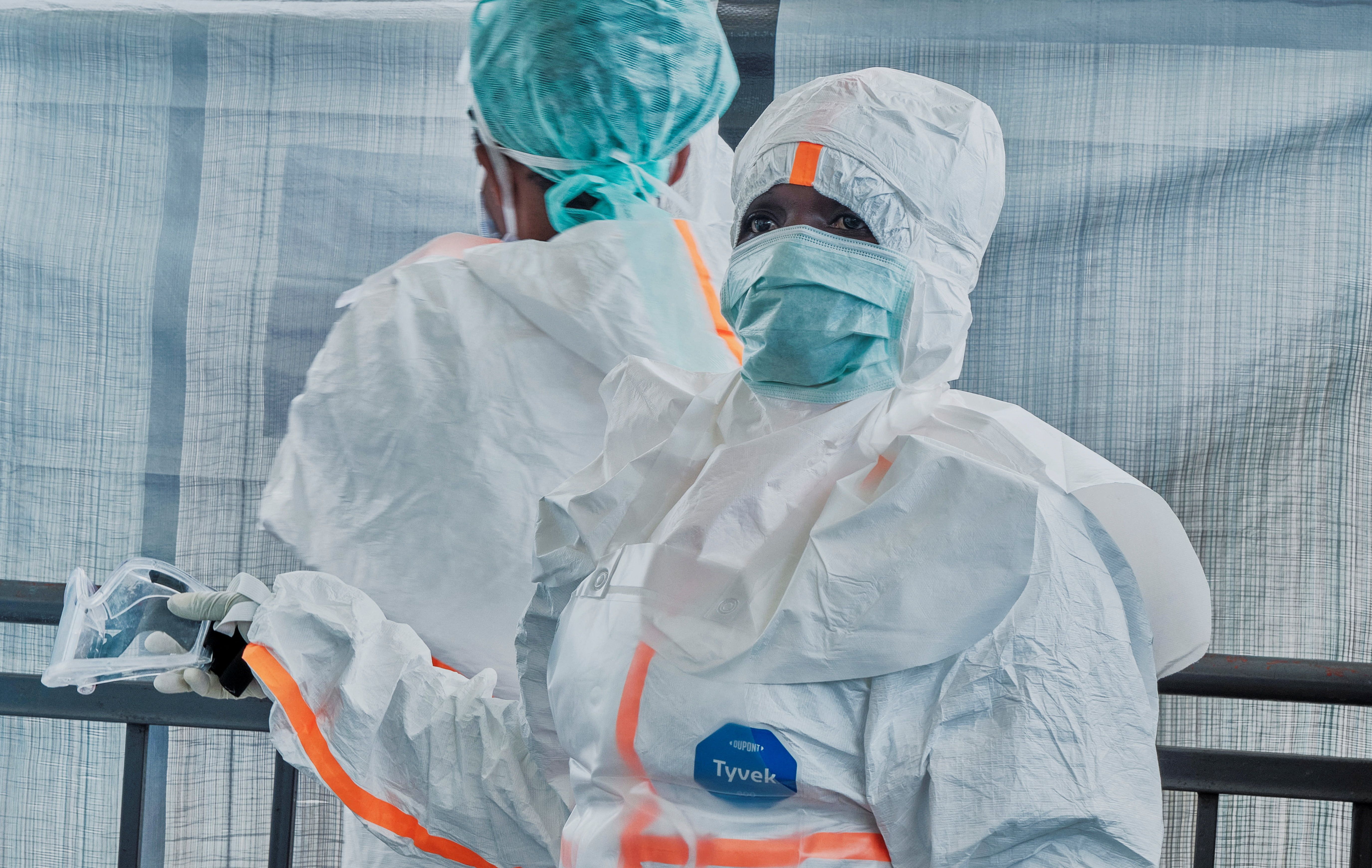 Medical team dress up in personal protective equipment in the DRC