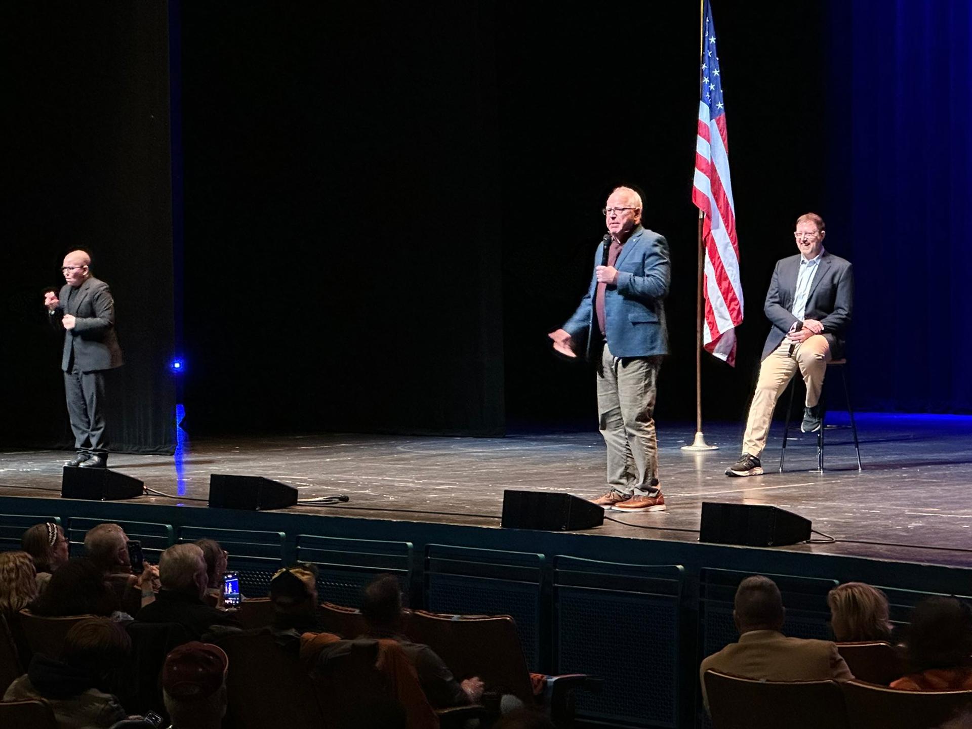 Tim Walz at his event in Wisconsin