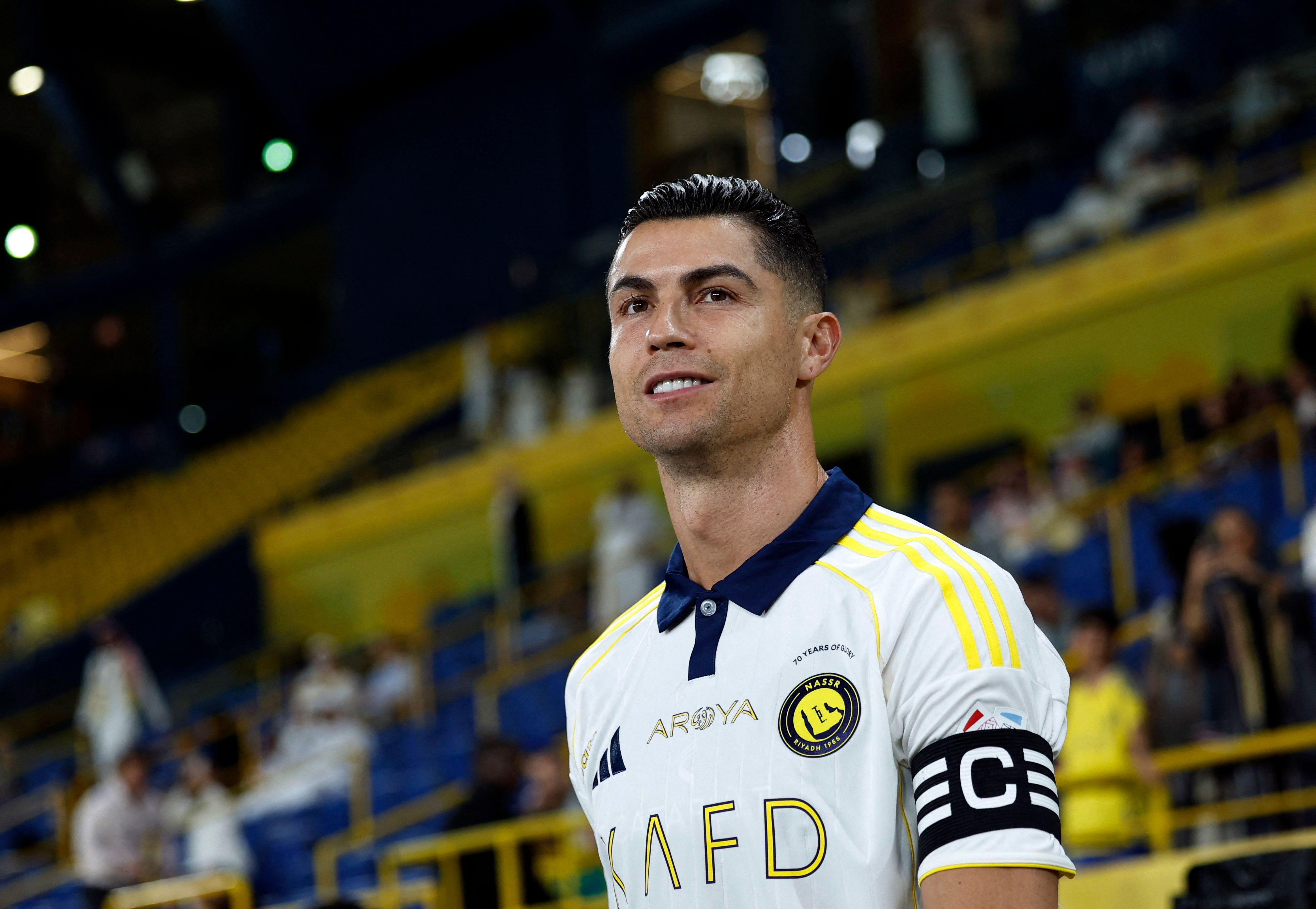 Al Nassr’s Cristiano Ronaldo before a match.