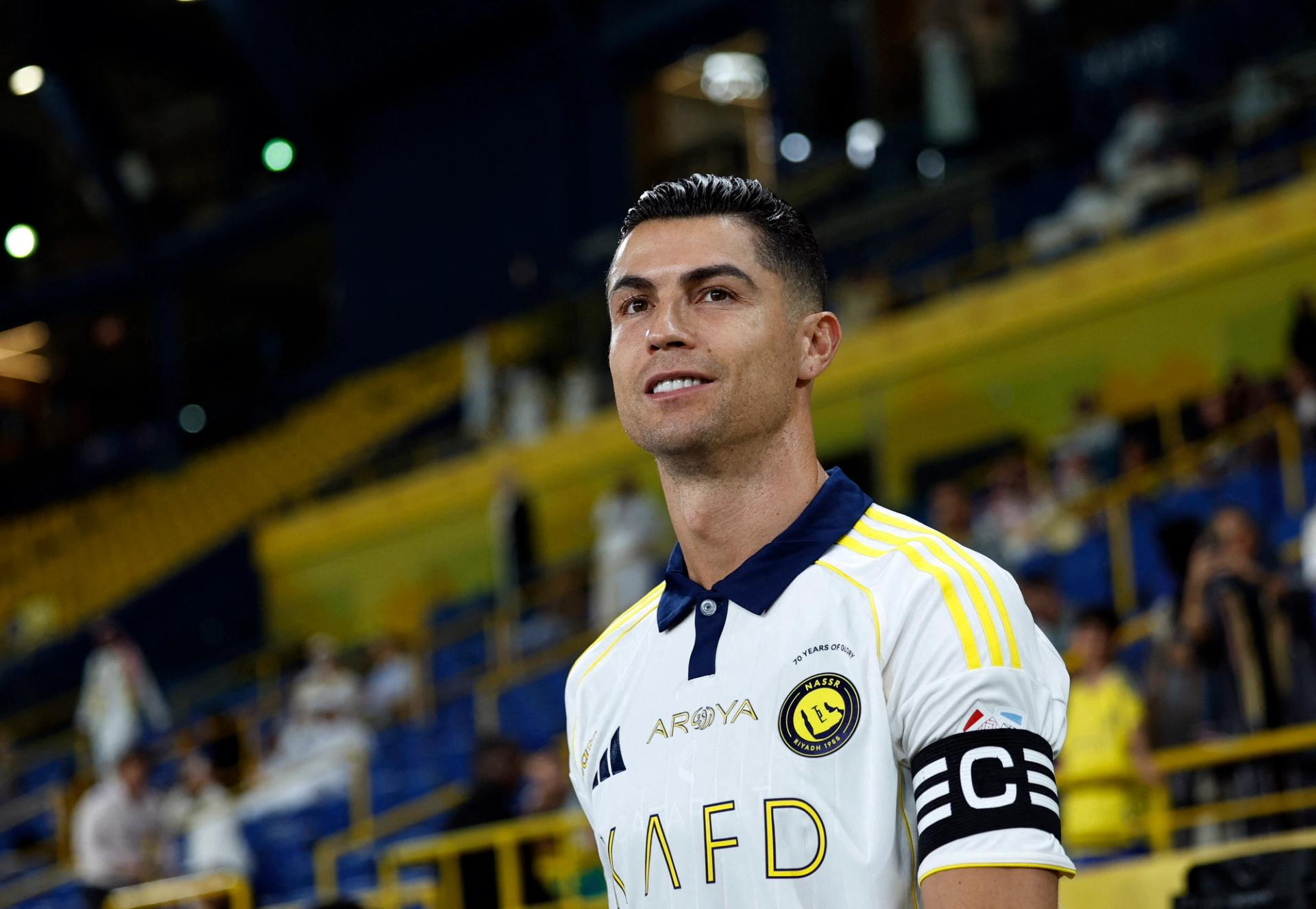Al Nassr’s Cristiano Ronaldo before a match.