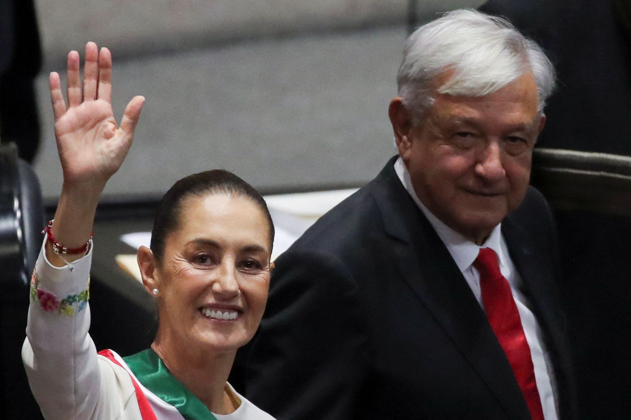 Mexico’s President Claudia Sheinbaum with predecessor Andres Manuel Lopez Obrador