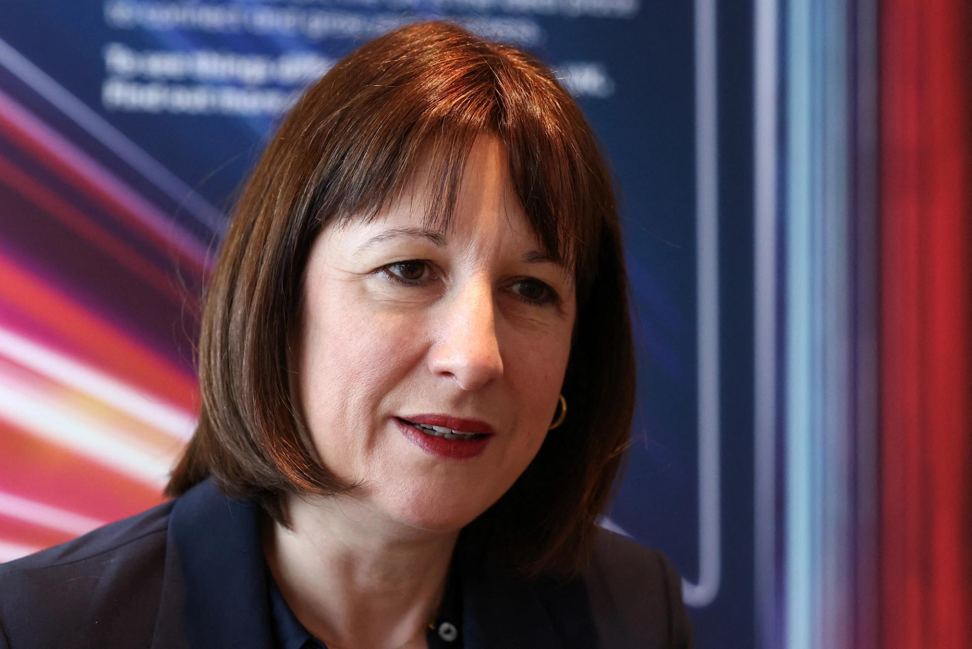 Britain’s Chancellor of the Exchequer Rachel Reeves attends an interview with Reuters during the 55th annual World Economic Forum.