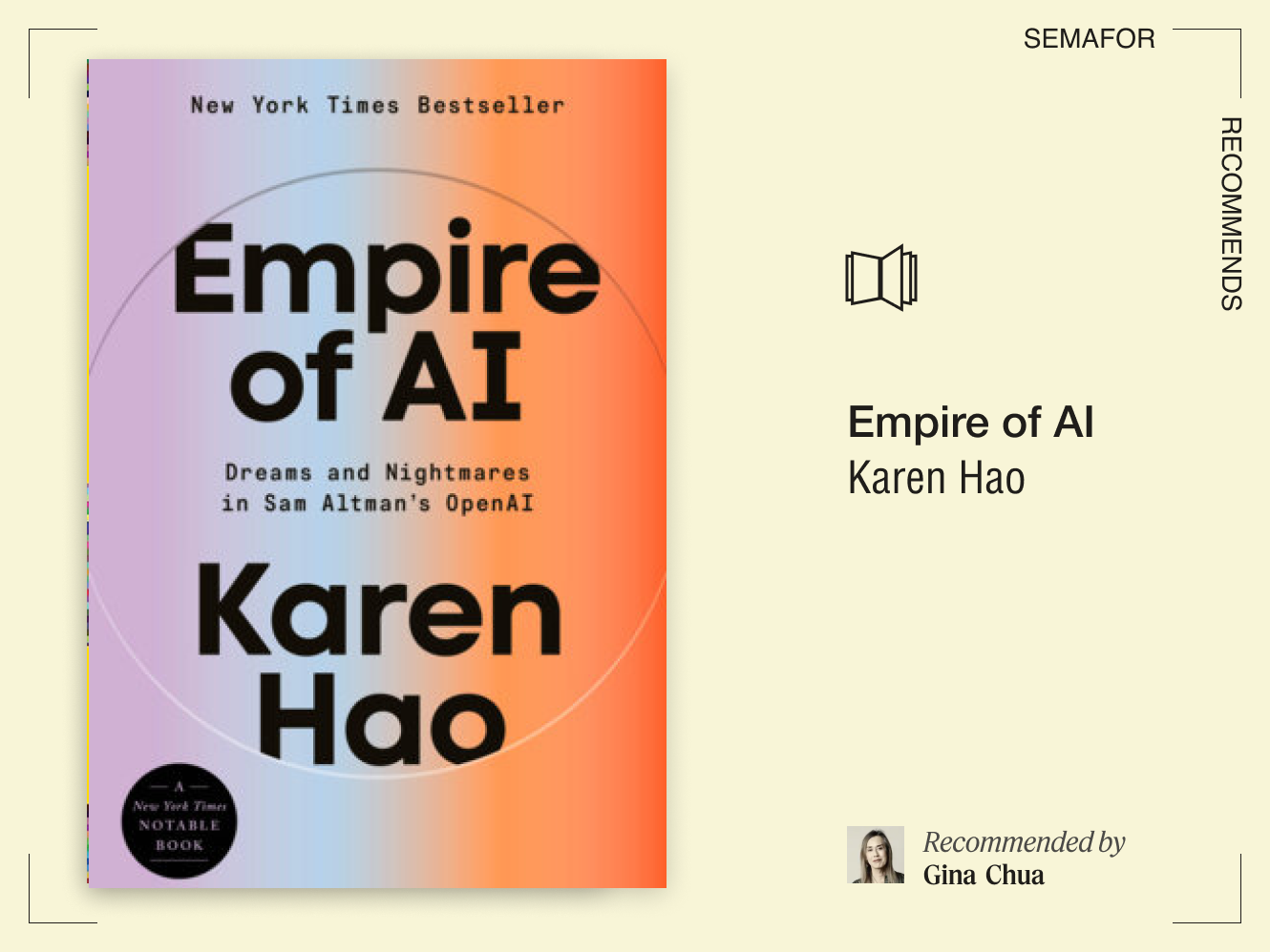 Empire of AI Karen Hao.