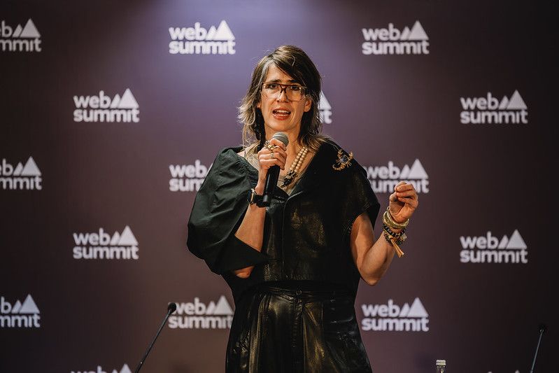 Artist Imogen Heap speaking at WebSummit in 2024.