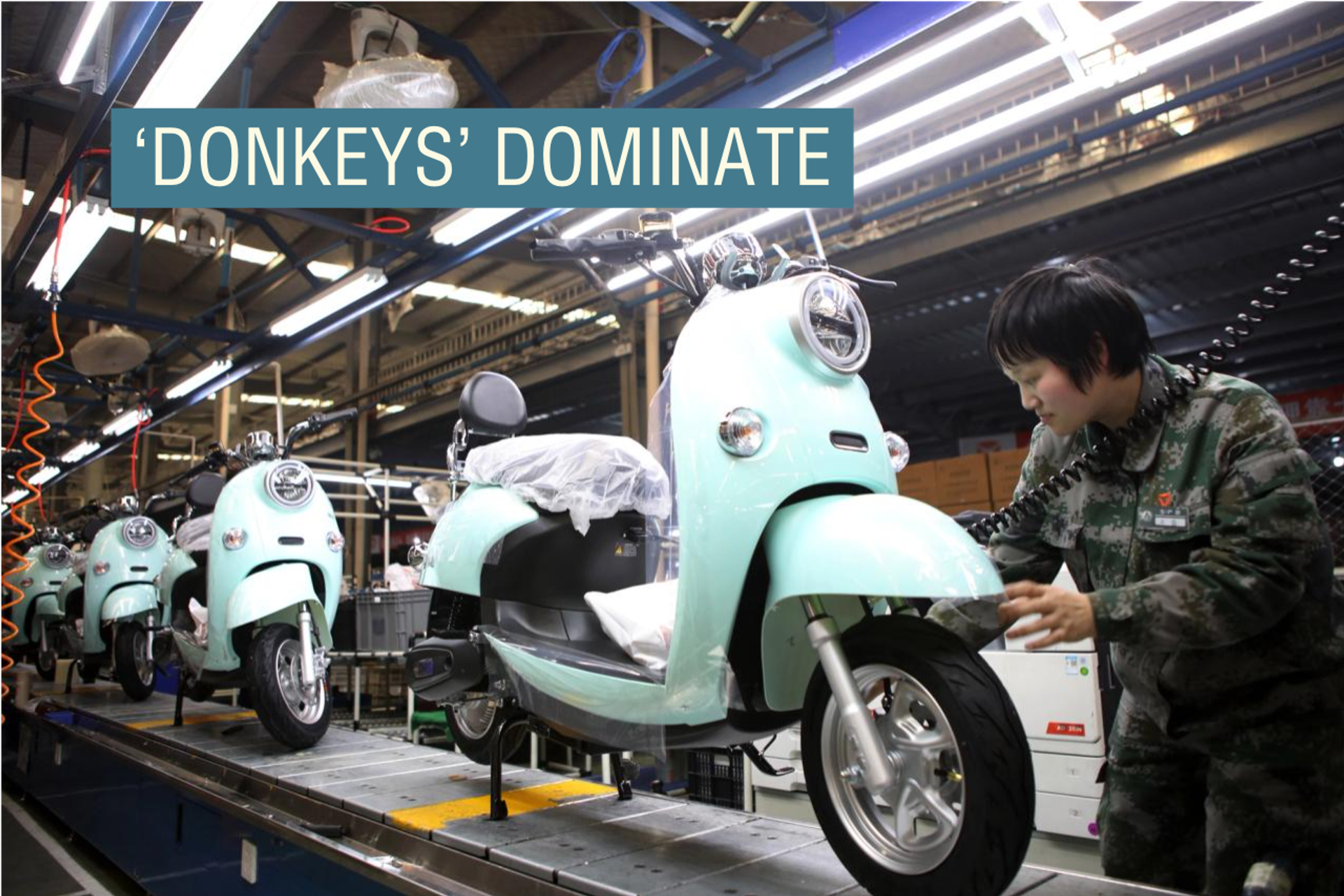 Photo shows local workers are busy assembling and testing motobikes at the workshop of Yadea, a large manufacturer of electric two-wheel vehicles