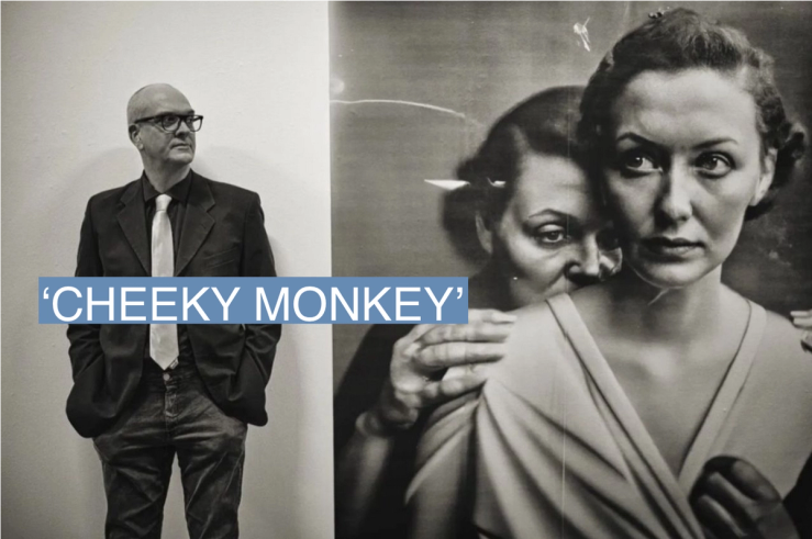 Boris Eldagsen is shown next to his piece Pseudomnesia: The Electrician