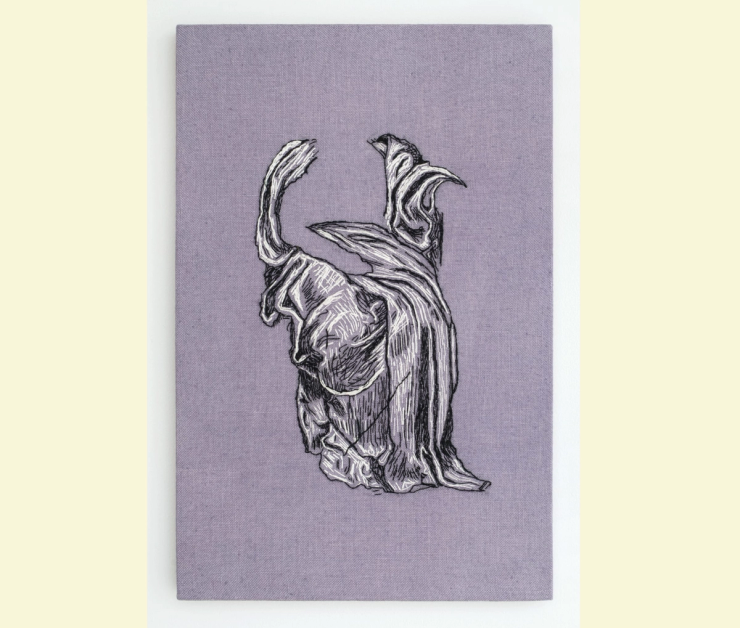 Elaine Reichek, “Drapery Study,” (2019).