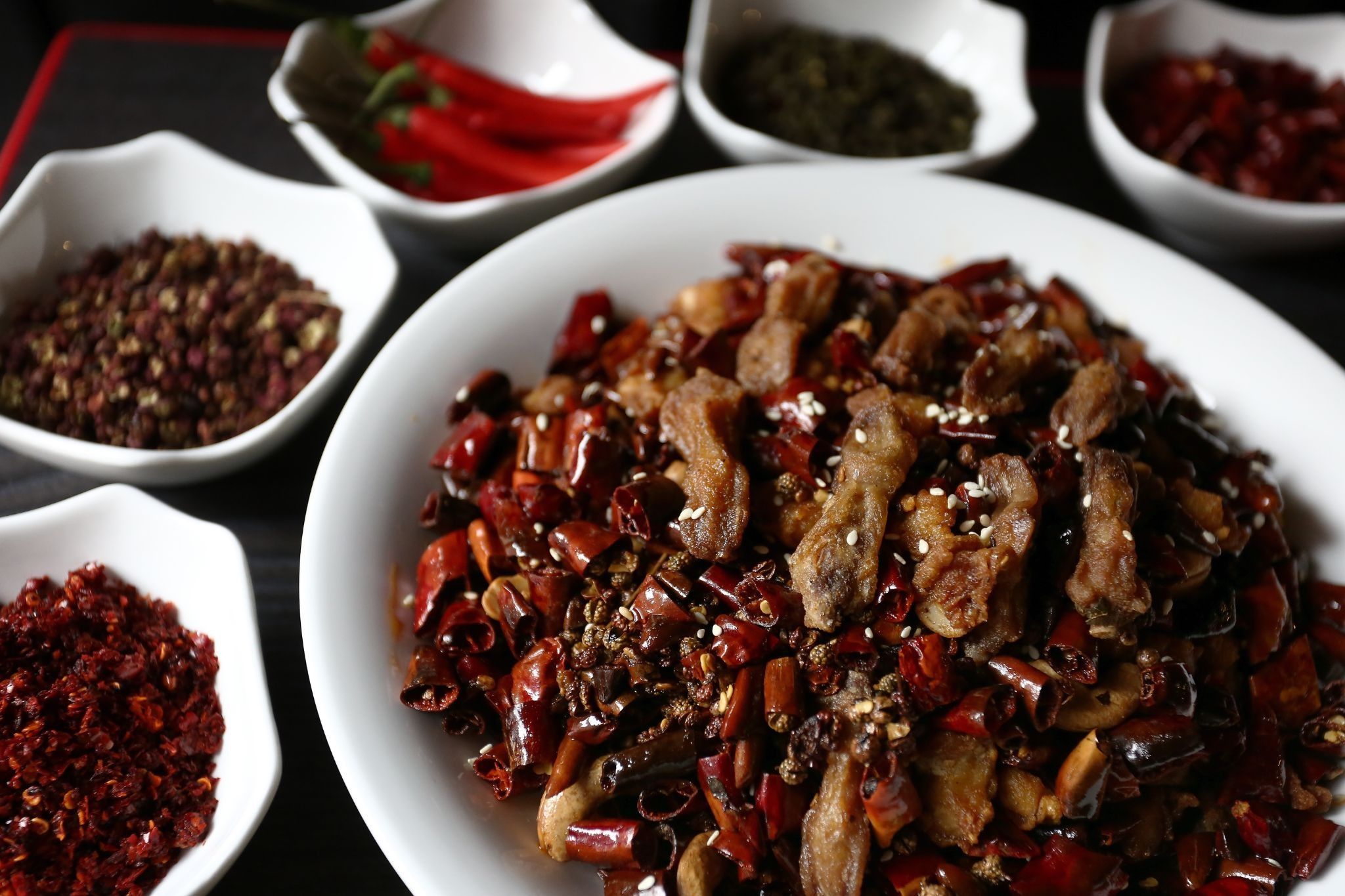 Spicy Chinese food with Sichuan peppercorns
