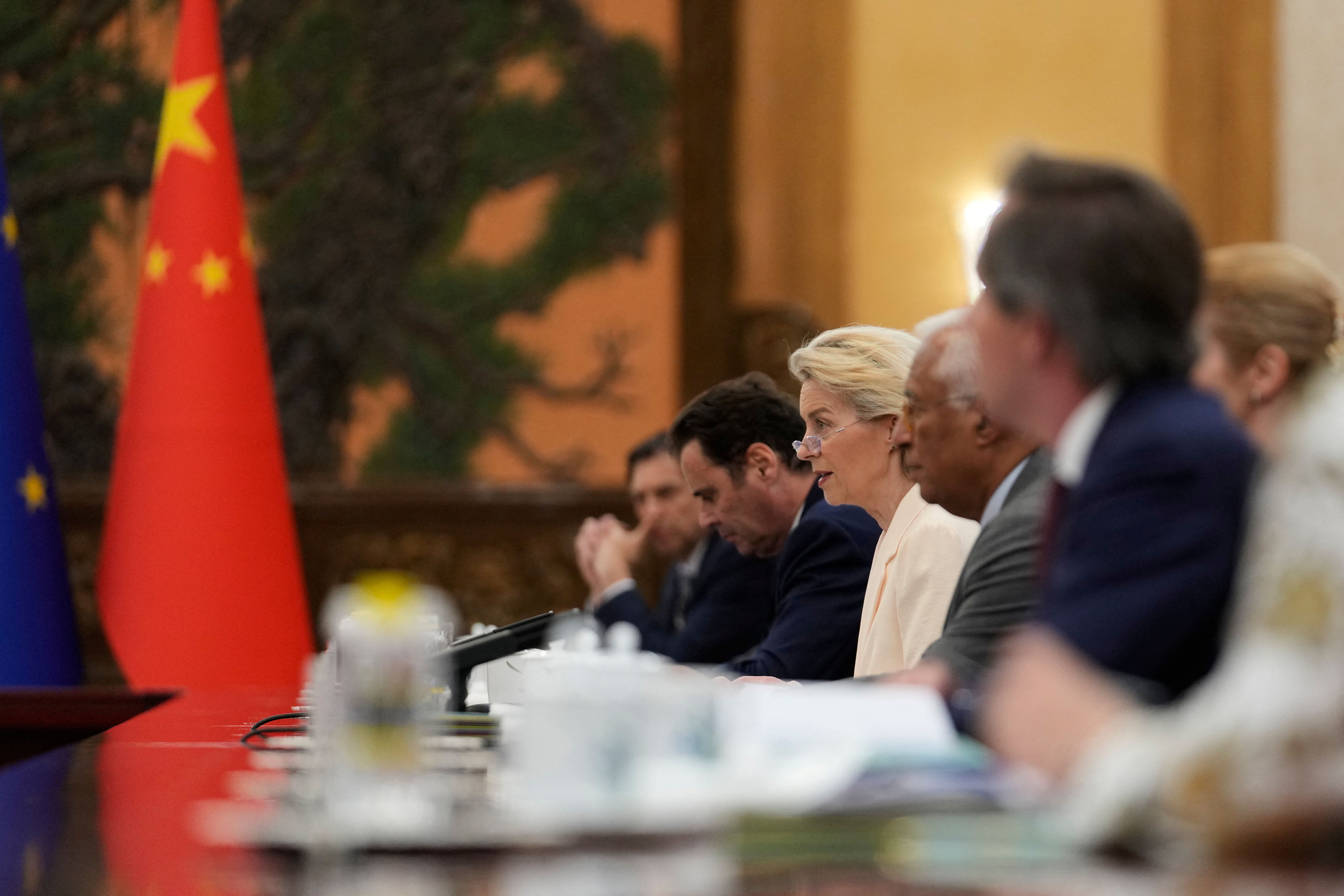 European Commission President Ursula von der Leyen speaks during opening remarks during EU-China summit