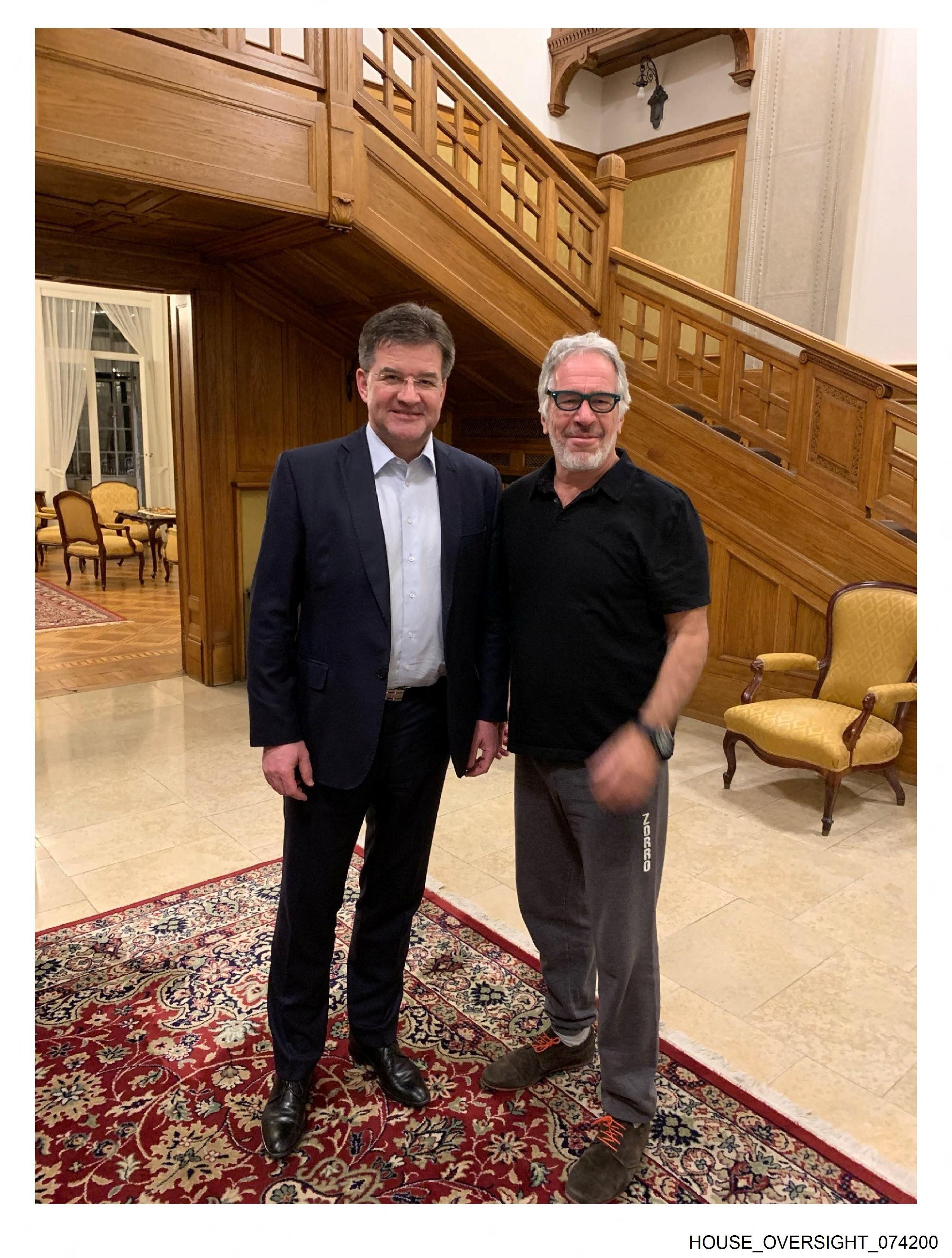 Miroslav Lajcak, a Slovak politician, and Jeffrey Epstein.