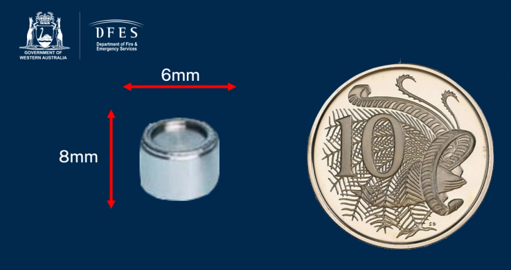 The government of Western Australia released this graphic showing the size of the metal capsule.