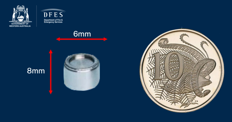 The government of Western Australia released this graphic showing the size of the metal capsule.