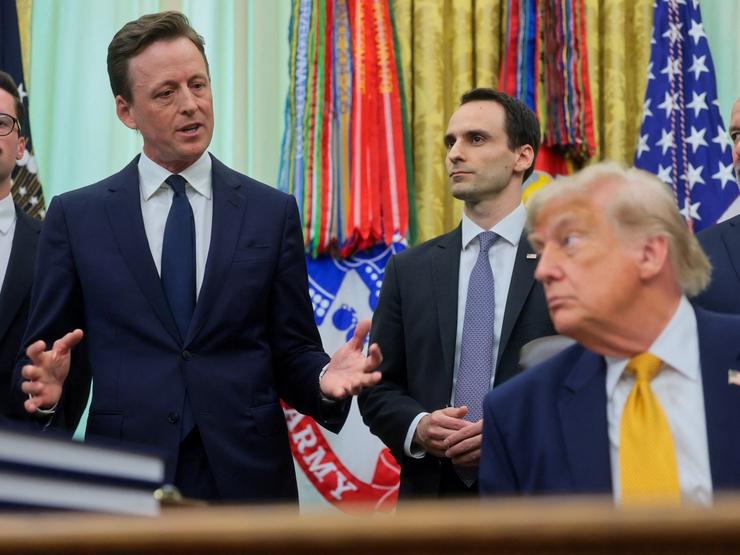 US National Cyber Director Sean Caircross speaks to US President Trump