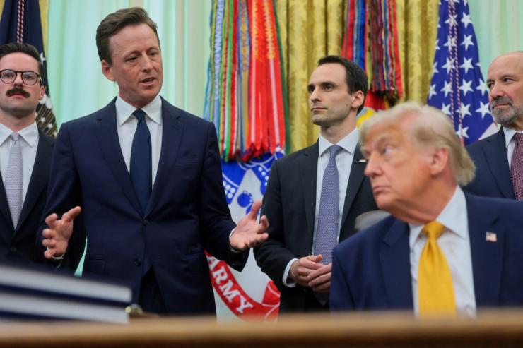 US National Cyber Director Sean Caircross speaks to US President Trump