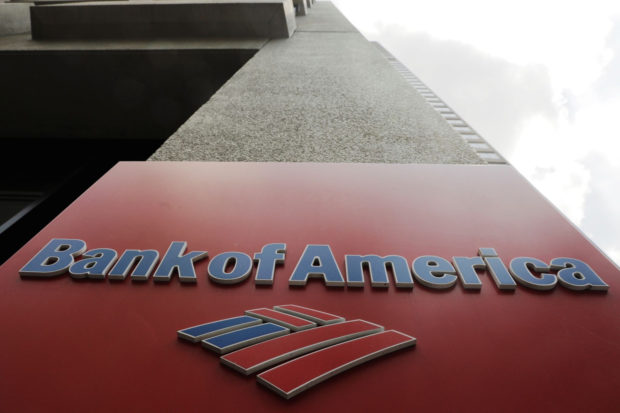 Bank of America sign on the side of a building.