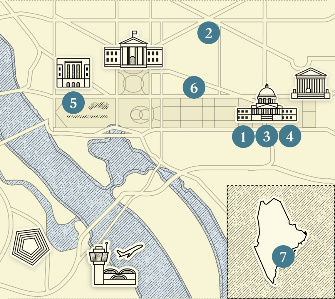 A numbered map of DC.