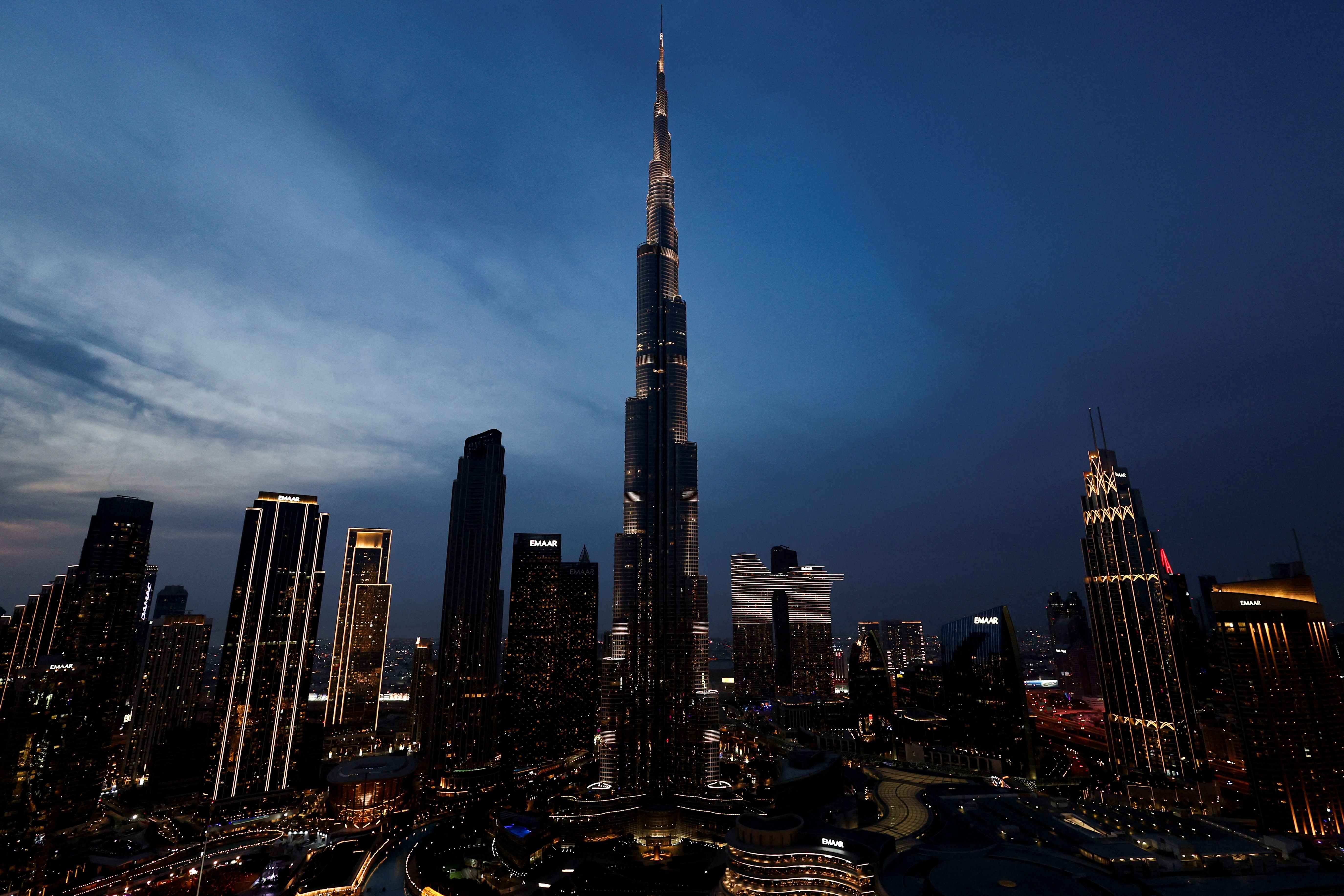 A general view shows the Burj Khalifa, the tallest building in the world, on New Year’s Eve in Dubai.